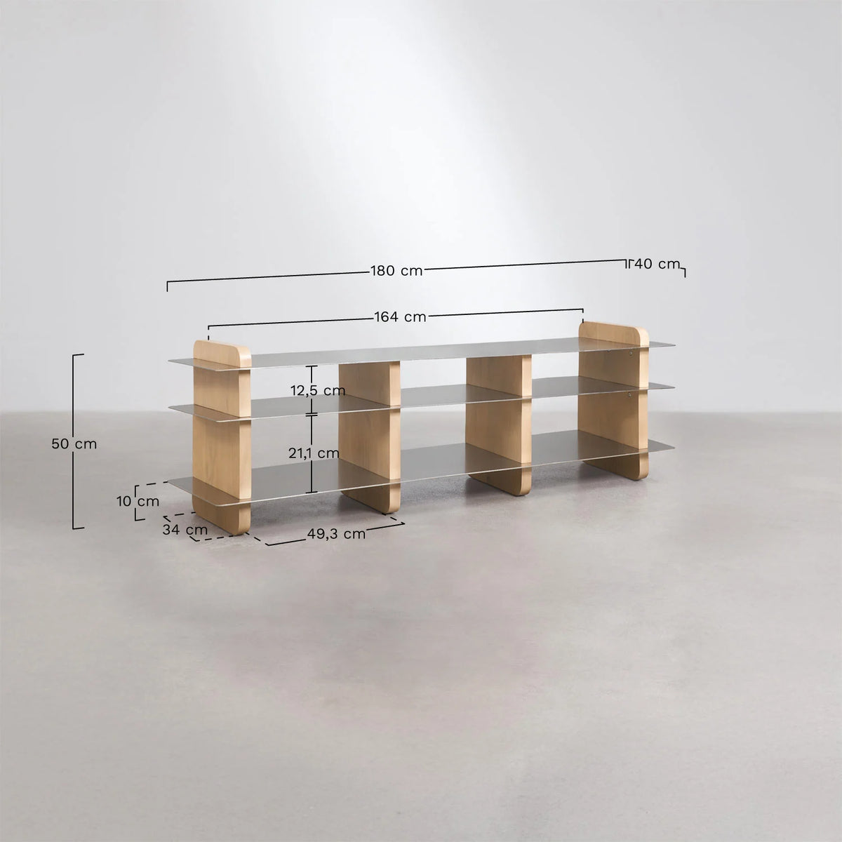 Tokyo - Mobile TV 180x40 cm in legno di mango e acciaio