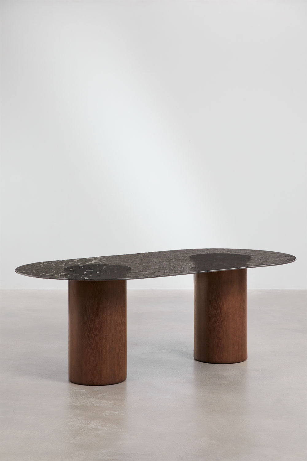 Asgri - Tavolo da pranzo ovale 220x110 cm in vetro temperato e MDF