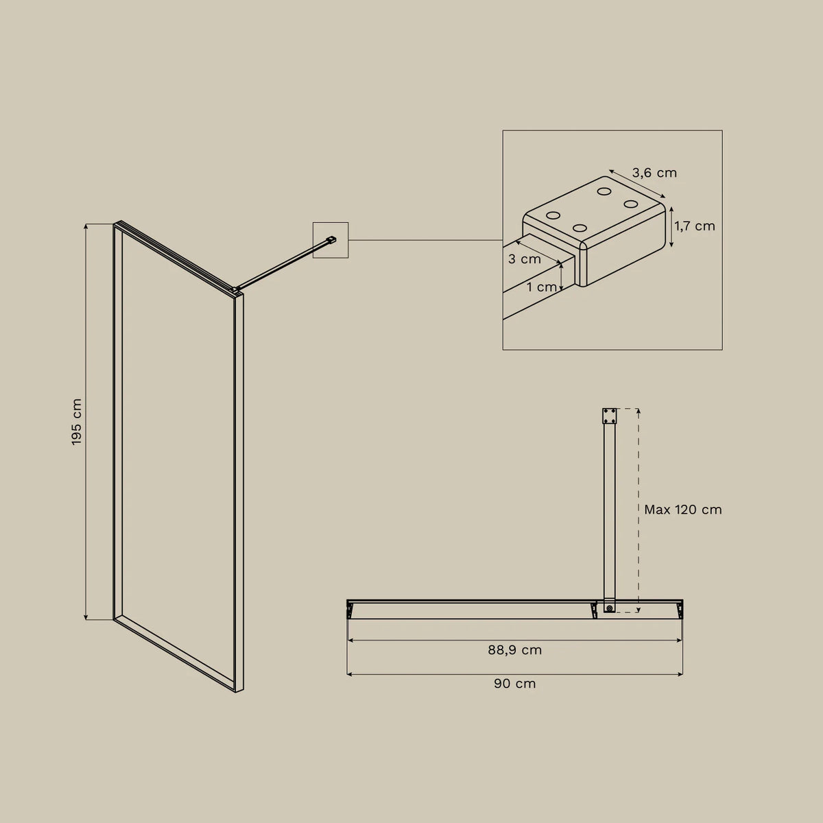 Trafalgar - Box doccia fissa con vetro temperato da 5 mm e alluminio