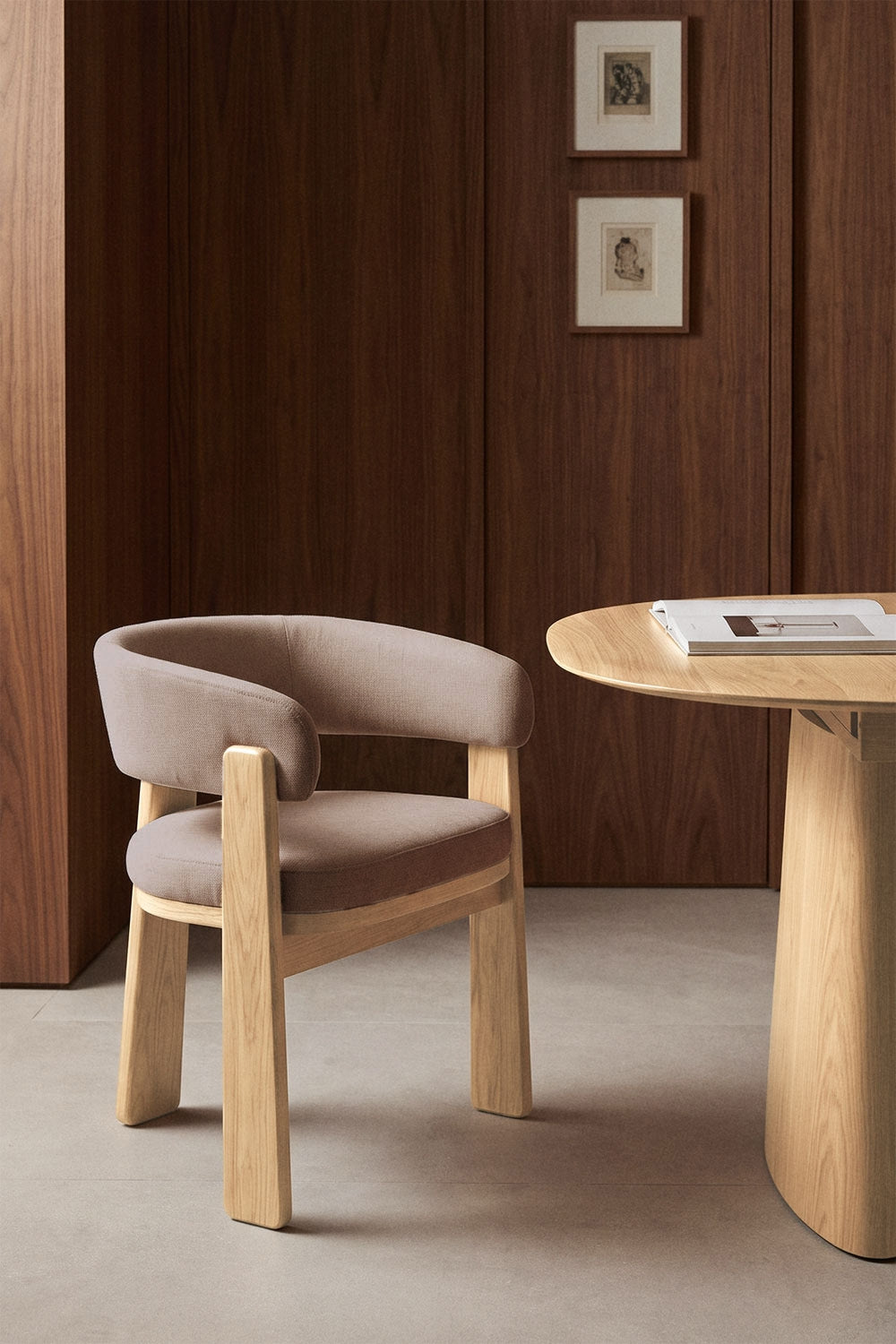 Carbalis - Sedia da pranzo con braccioli imbottita e in legno di rovere (Set di 2)