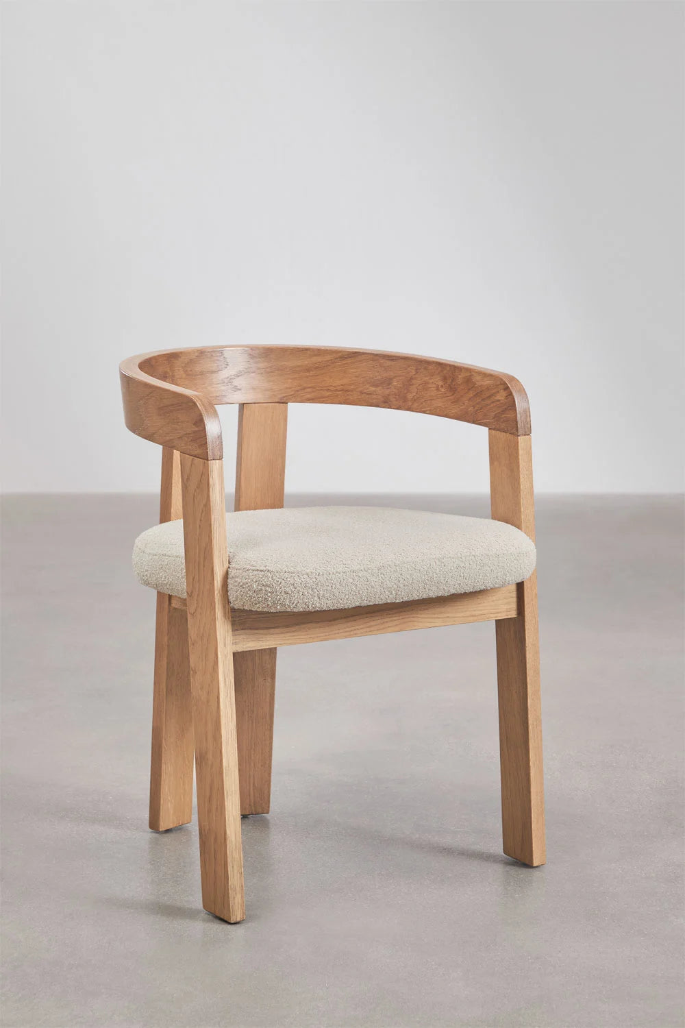 Yvone - Sedia da pranzo con braccioli in legno e rivestita