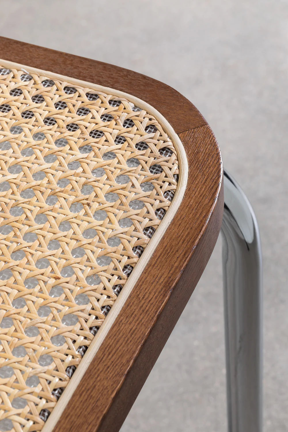 Tento - Sedia da pranzo con braccioli in rattan e acciaio