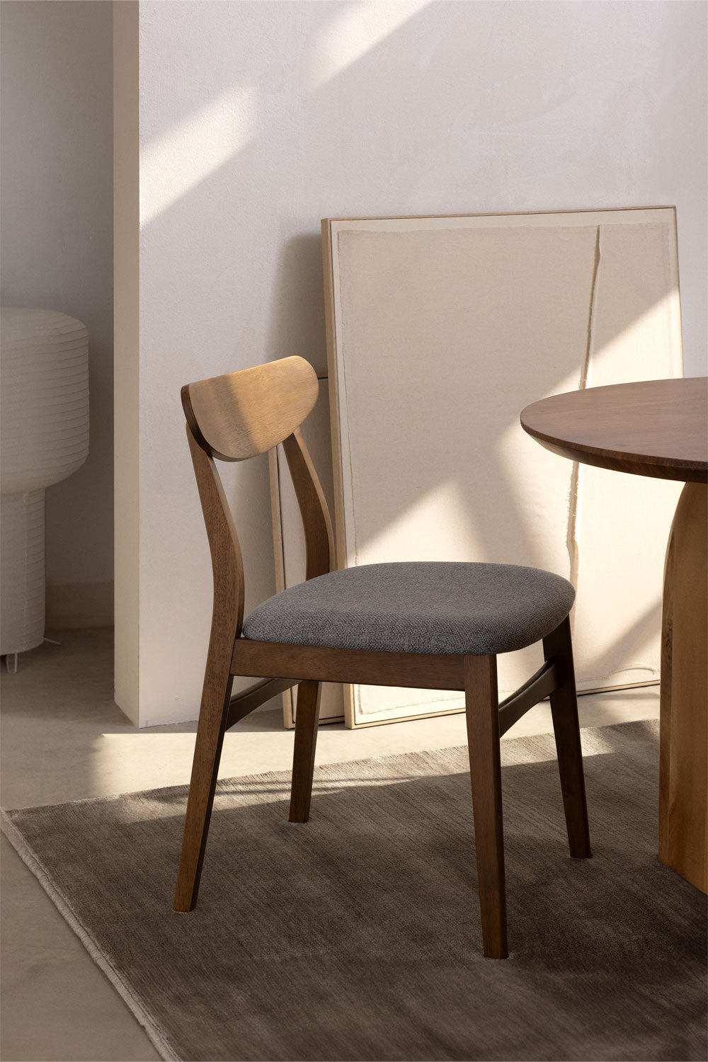Cloda - Sedia da pranzo imbottita in tessuto e legno (Set di 2)