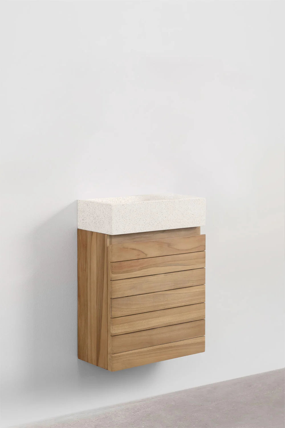 Set Arredo Bagno in Legno Teak con Lavabo Integrato in Cemento Napier