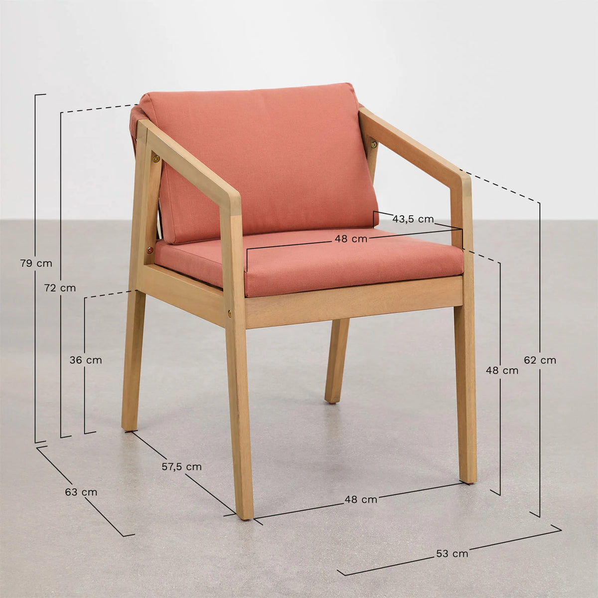 Set Kaela - Set da tavolo rettangolare 180x90 cm e 6 sedie da giardino in legno di acacia e corda intrecciata