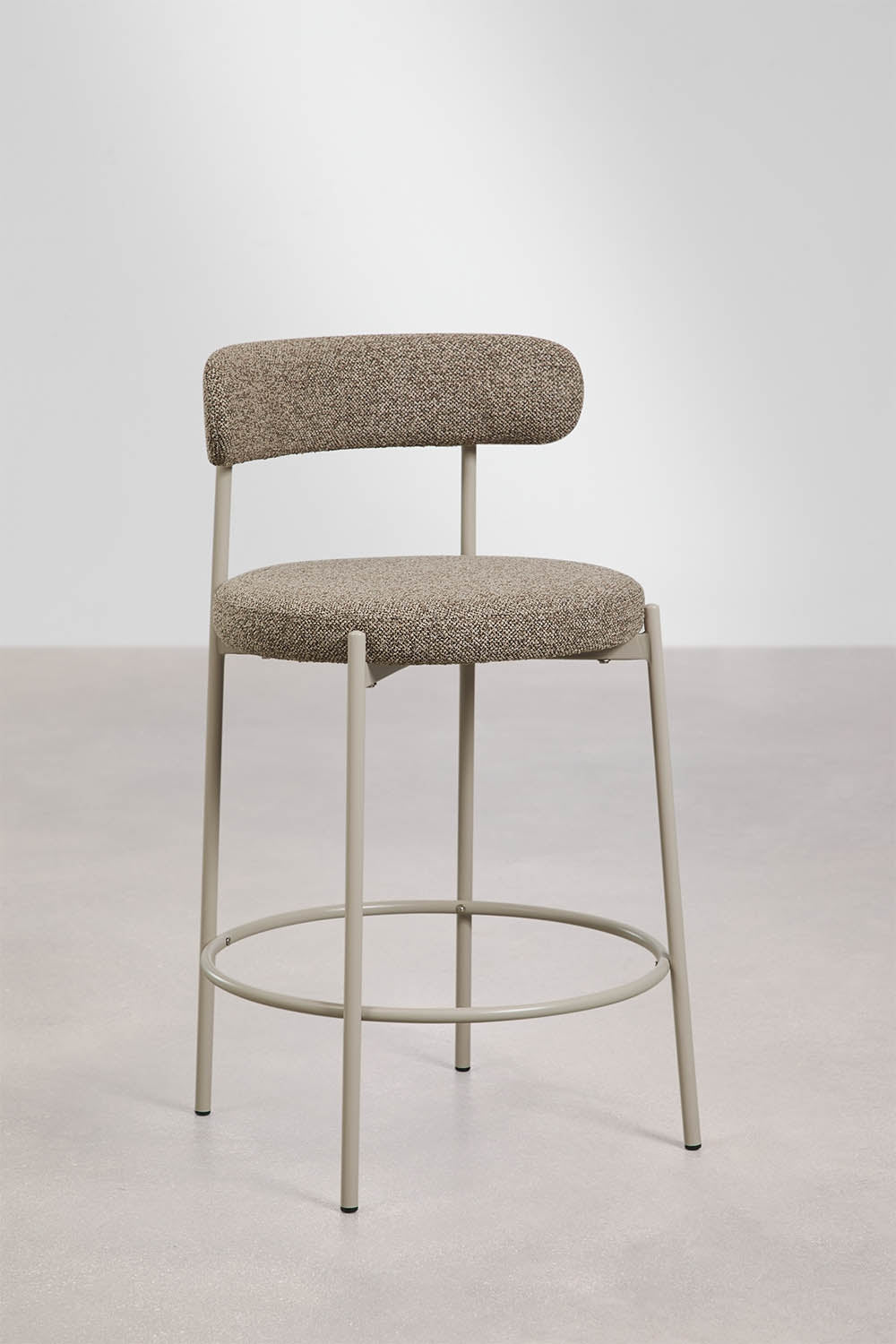 Brim - Sgabello alto con schienale in bouclé (Set di 2)