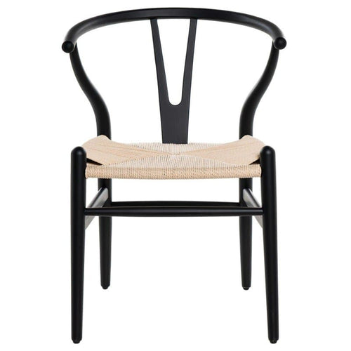 Sedia Y CH24 in paglia naturale e legno nero