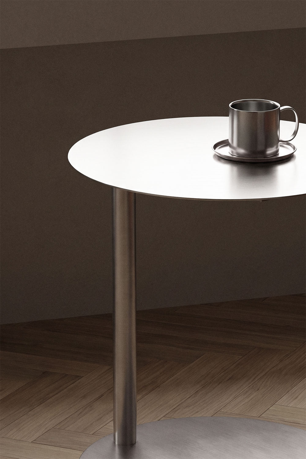 Geninda - Tavolino laterale rotondo Ø40 cm in acciaio inox