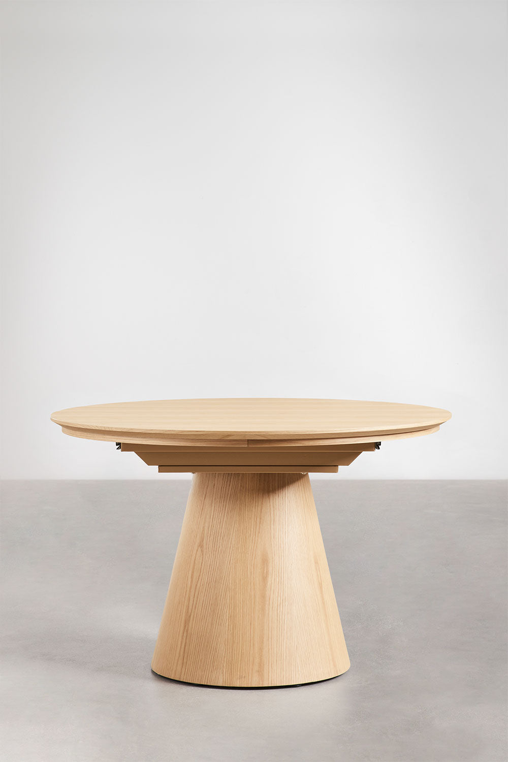 Montana - Tavolo da pranzo rotondo allungabile 120-160 cm in impiallacciatura di rovere