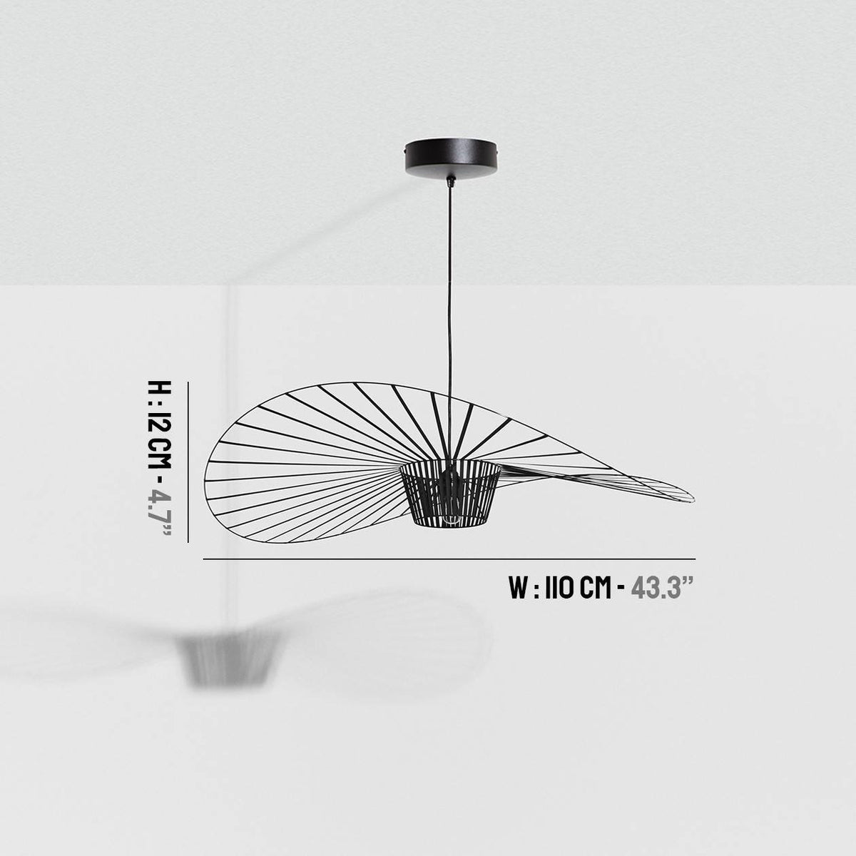 Lampada a sospensione VERTIGO small 110cm Nero - by Petite Friture